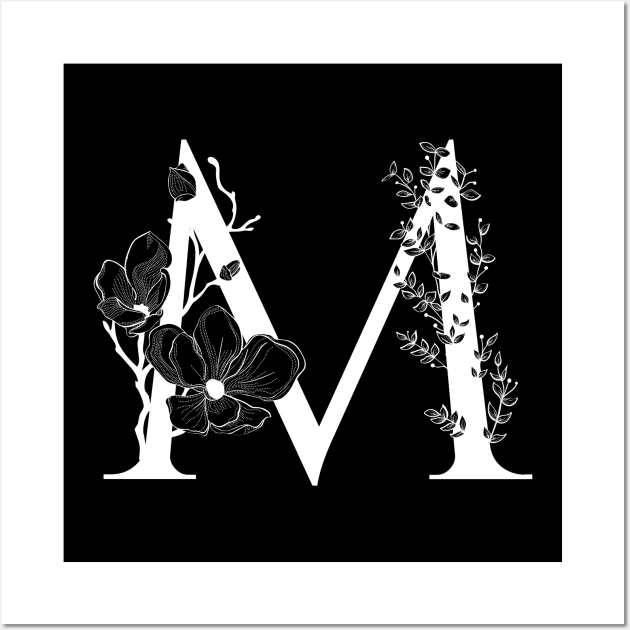 Letter M Monogram - Floral Initial Wall Art by ZenNature